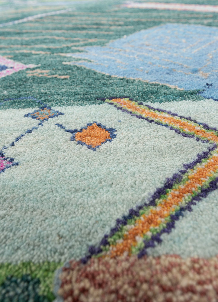 manchaha blue wool and bamboo silk hand knotted Rug - CloseUp manchaha blue wool and bamboo silk hand knotted Rug - CloseUp