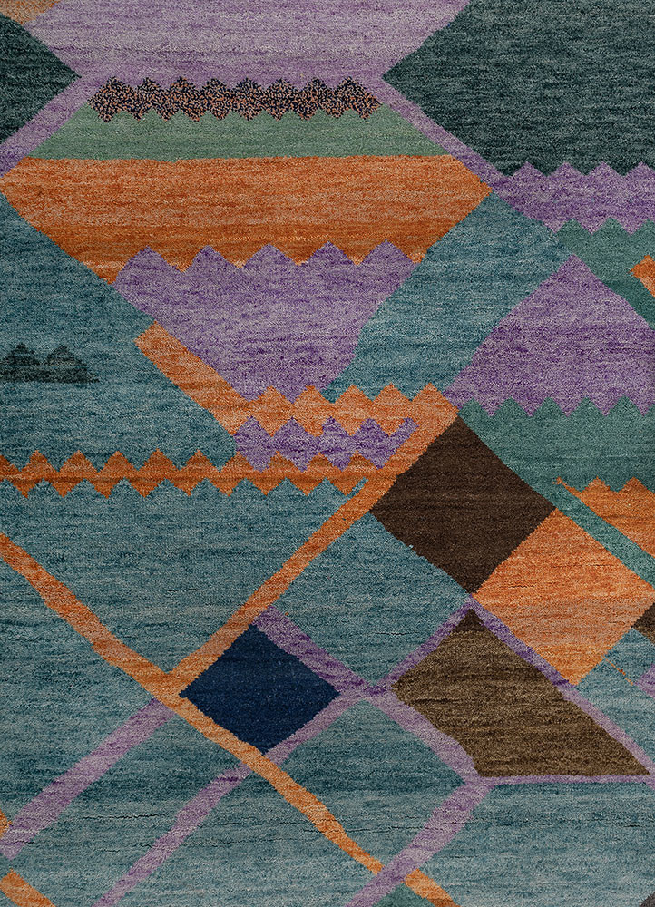 freedom manchaha blue wool and bamboo silk hand knotted Rug - CloseUp freedom manchaha blue wool and bamboo silk hand knotted Rug - CloseUp