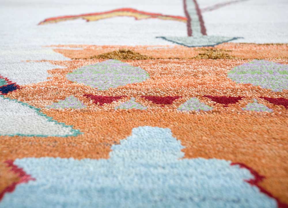 freedom manchaha ivory wool and bamboo silk hand knotted Rug - CloseUp freedom manchaha ivory wool and bamboo silk hand knotted Rug - CloseUp