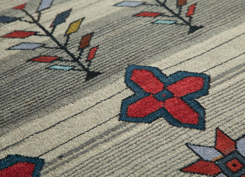 freedom manchaha grey and black wool and bamboo silk hand knotted Rug - CloseUp freedom manchaha grey and black wool and bamboo silk hand knotted Rug - CloseUp