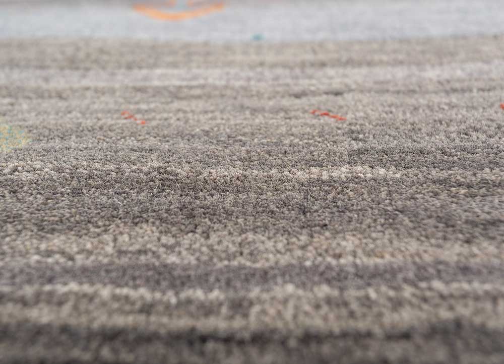 Freedom Manchaha Grey and Black Hand Knotted Wool and Bamboo Silk Rugs