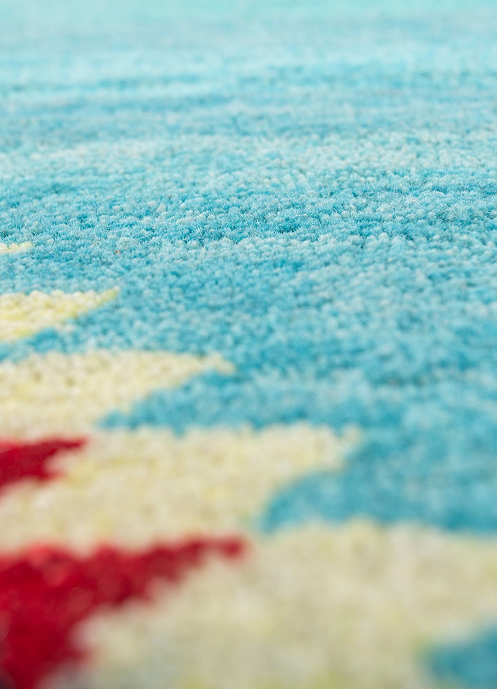 freedom manchaha blue wool and bamboo silk hand knotted Rug - CloseUp freedom manchaha blue wool and bamboo silk hand knotted Rug - CloseUp