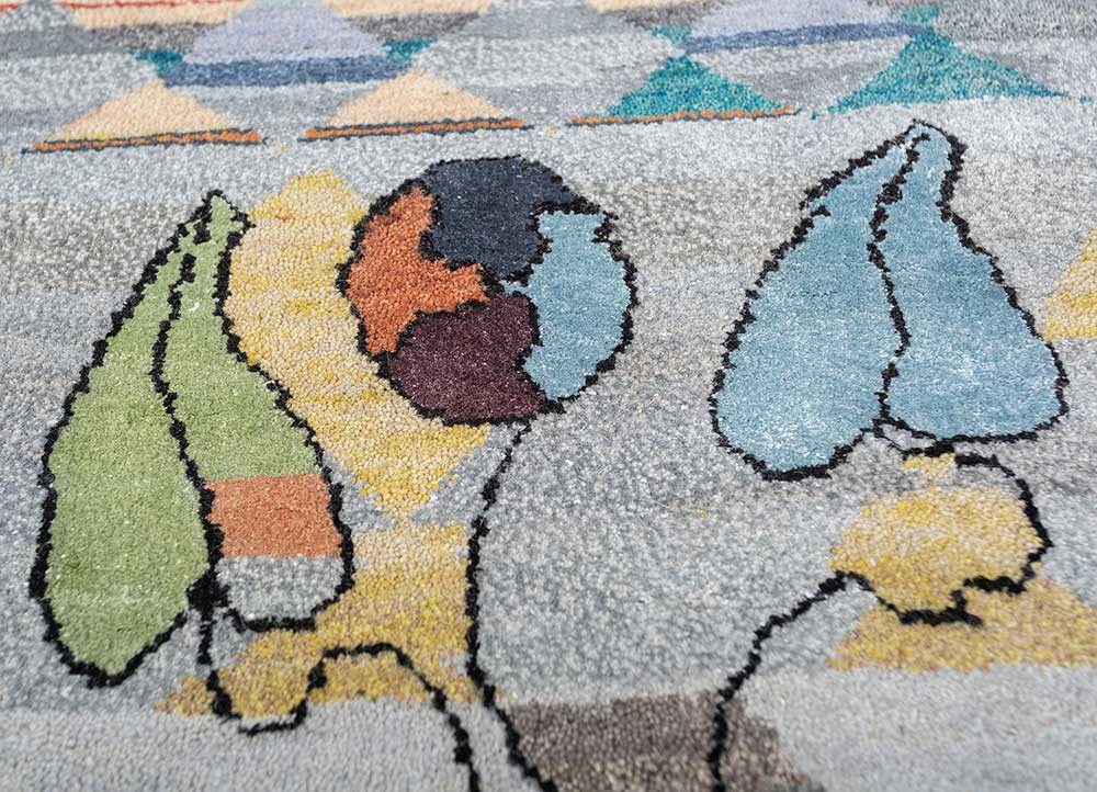 freedom manchaha blue wool and bamboo silk hand knotted Rug - CloseUp freedom manchaha blue wool and bamboo silk hand knotted Rug - CloseUp