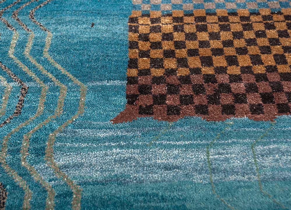 freedom manchaha blue wool and bamboo silk hand knotted Rug - CloseUp freedom manchaha blue wool and bamboo silk hand knotted Rug - CloseUp