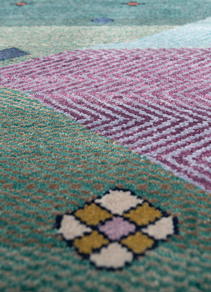 freedom manchaha green wool and bamboo silk hand knotted Rug - CloseUp freedom manchaha green wool and bamboo silk hand knotted Rug - CloseUp