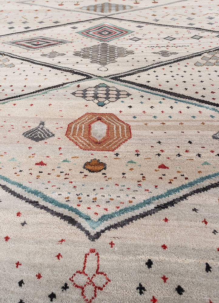 freedom manchaha ivory wool and bamboo silk hand knotted Rug - CloseUp