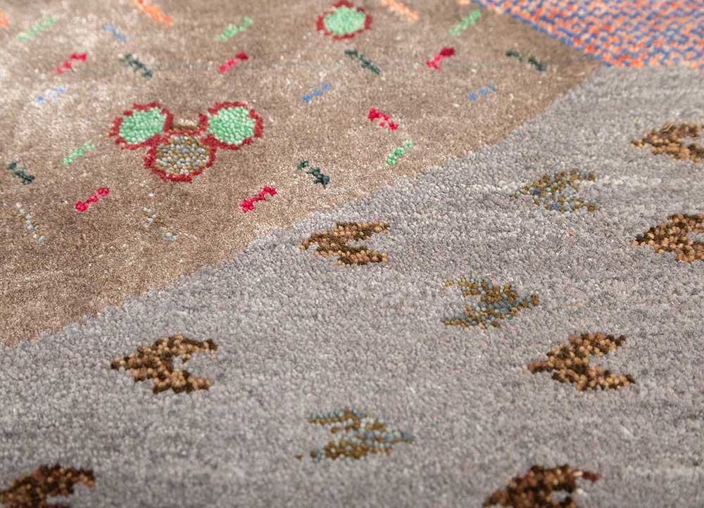 freedom manchaha beige and brown wool and bamboo silk hand knotted Rug - CloseUp freedom manchaha beige and brown wool and bamboo silk hand knotted Rug - CloseUp