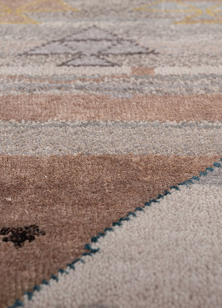 freedom manchaha beige and brown wool and bamboo silk hand knotted Rug - CloseUp freedom manchaha beige and brown wool and bamboo silk hand knotted Rug - CloseUp