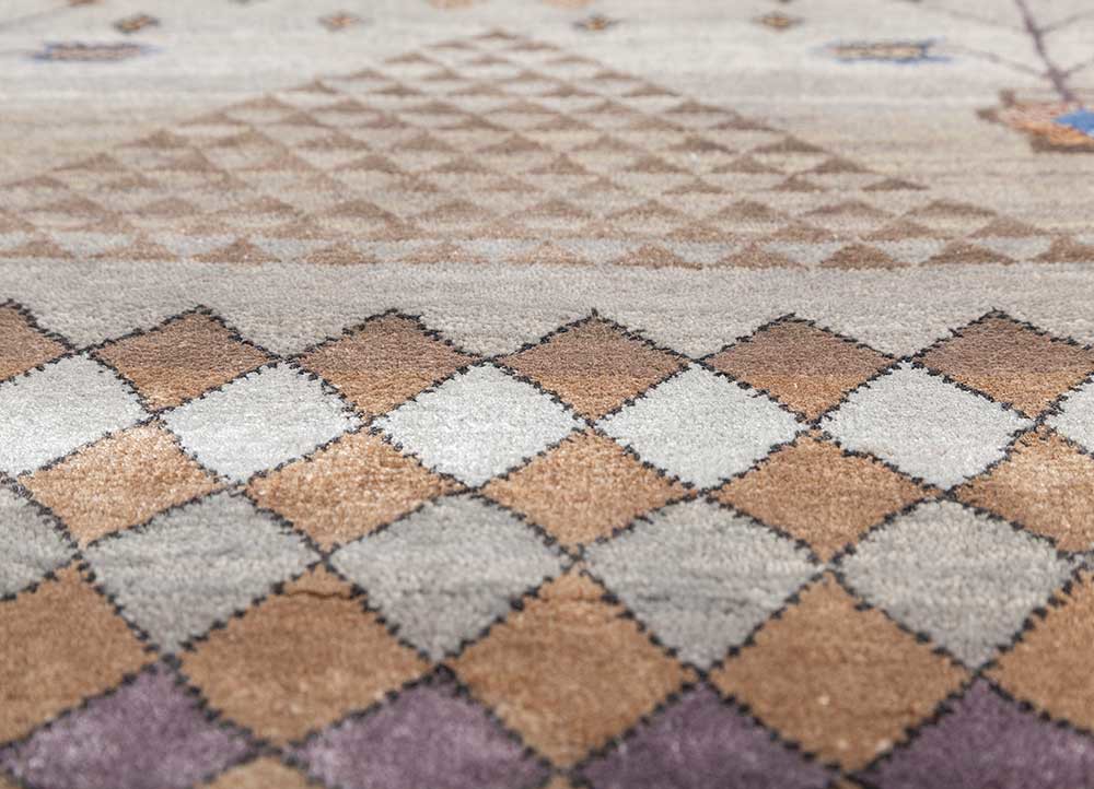 freedom manchaha grey and black wool and bamboo silk hand knotted Rug - CloseUp freedom manchaha grey and black wool and bamboo silk hand knotted Rug - CloseUp