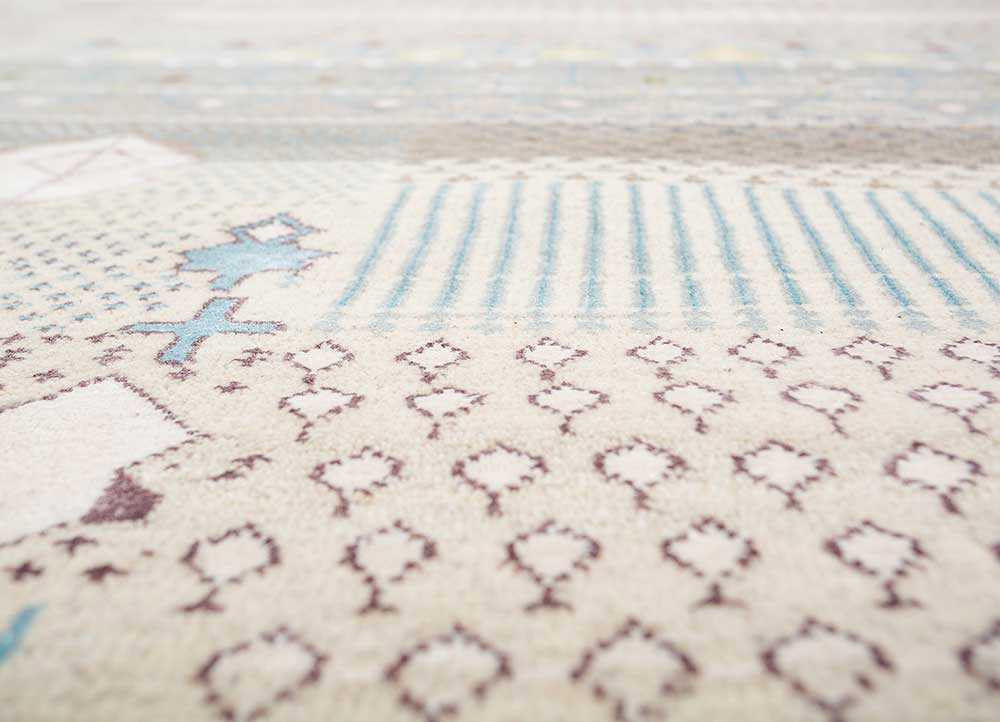 freedom manchaha ivory wool and bamboo silk hand knotted Rug - CloseUp