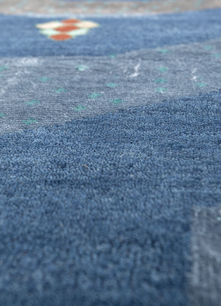 freedom manchaha blue wool and silk hand knotted Rug - CloseUp freedom manchaha blue wool and silk hand knotted Rug - CloseUp
