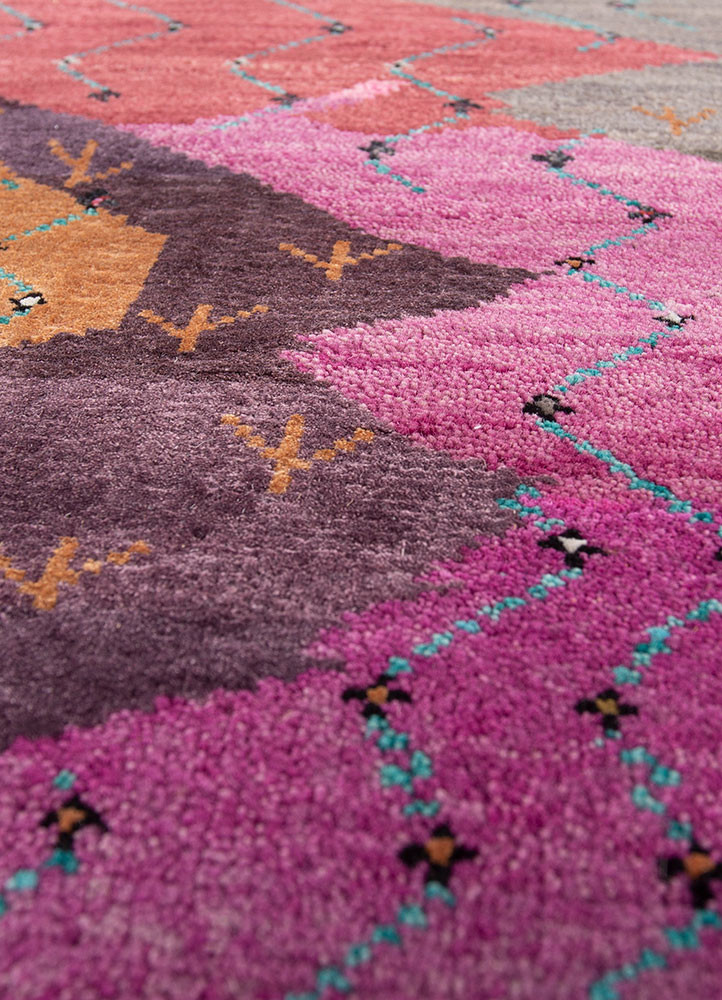 freedom manchaha pink and purple wool and bamboo silk hand knotted Rug - CloseUp freedom manchaha pink and purple wool and bamboo silk hand knotted Rug - CloseUp