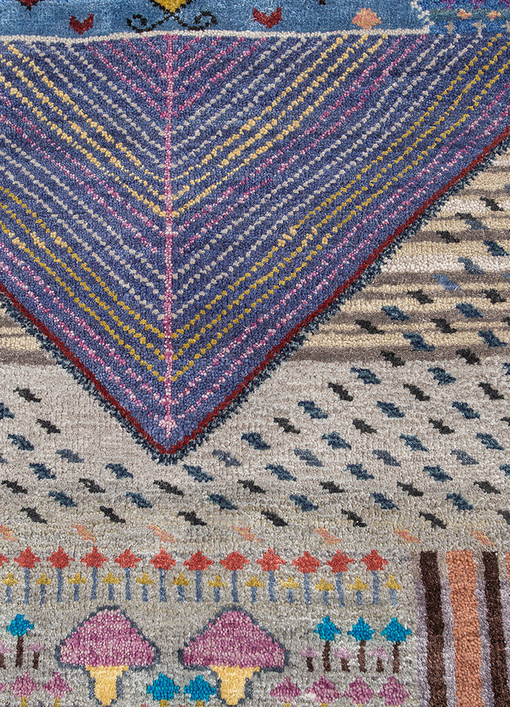 freedom manchaha blue wool and bamboo silk hand knotted Rug - CloseUp freedom manchaha blue wool and bamboo silk hand knotted Rug - CloseUp