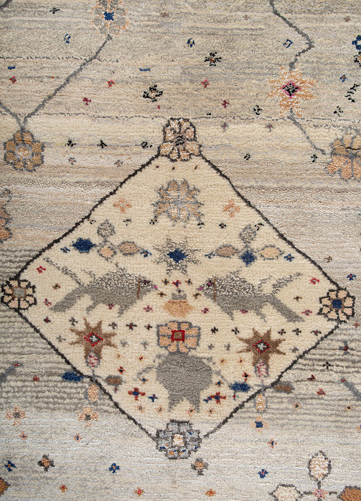 freedom manchaha ivory wool and bamboo silk hand knotted Rug - CloseUp freedom manchaha ivory wool and bamboo silk hand knotted Rug - CloseUp