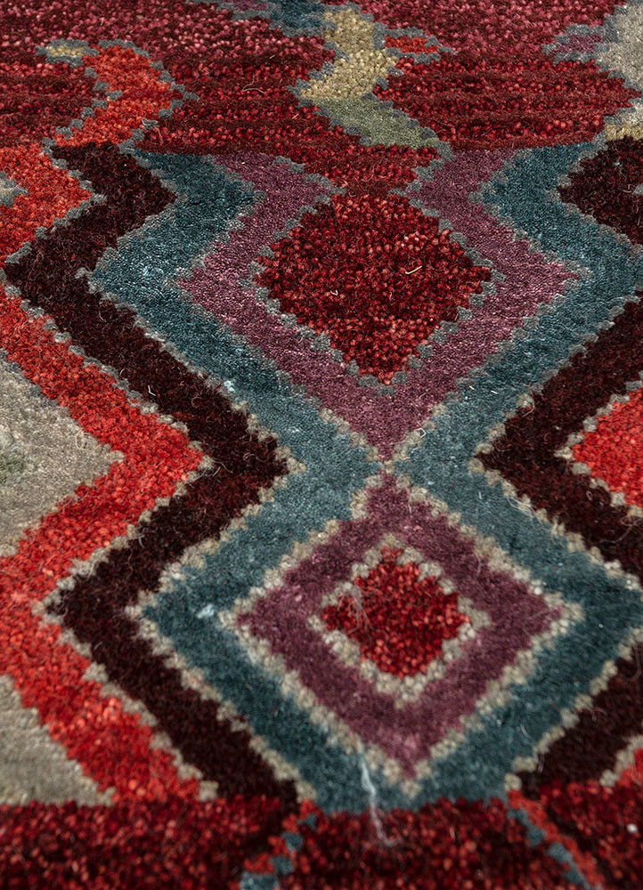 freedom manchaha red and orange wool and bamboo silk hand knotted Rug - CloseUp freedom manchaha red and orange wool and bamboo silk hand knotted Rug - CloseUp
