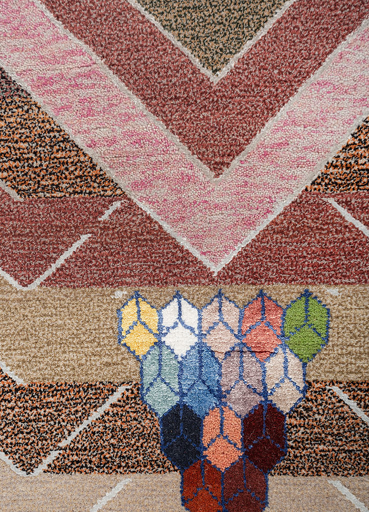 freedom manchaha pink and purple wool and bamboo silk hand knotted Rug - CloseUp