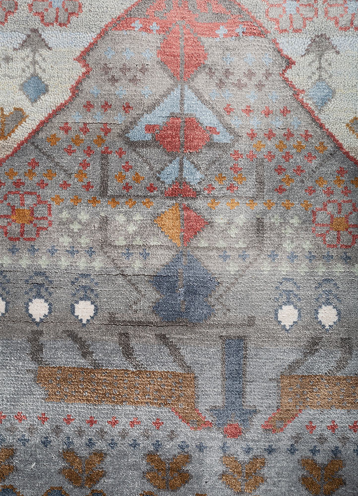 freedom manchaha blue wool and bamboo silk hand knotted Rug - CloseUp freedom manchaha blue wool and bamboo silk hand knotted Rug - CloseUp