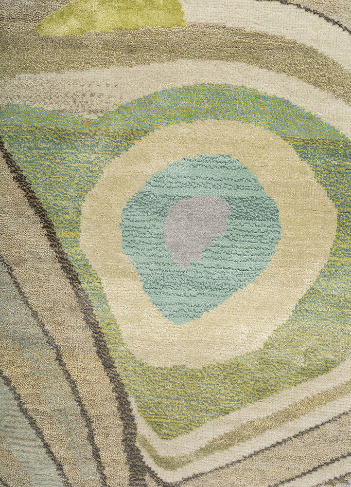 freedom manchaha green wool and bamboo silk hand knotted Rug - CloseUp