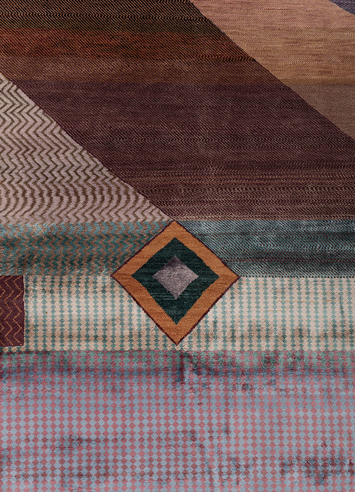 freedom manchaha blue wool and bamboo silk hand knotted Rug - CloseUp freedom manchaha blue wool and bamboo silk hand knotted Rug - CloseUp