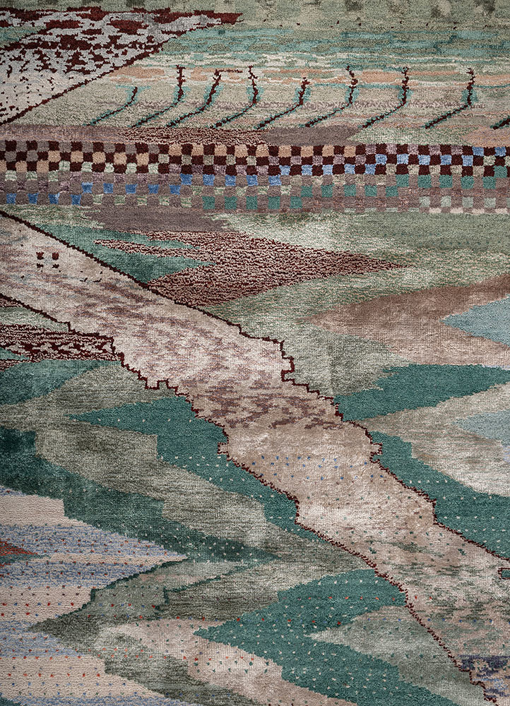freedom manchaha ivory wool and bamboo silk hand knotted Rug - CloseUp freedom manchaha ivory wool and bamboo silk hand knotted Rug - CloseUp