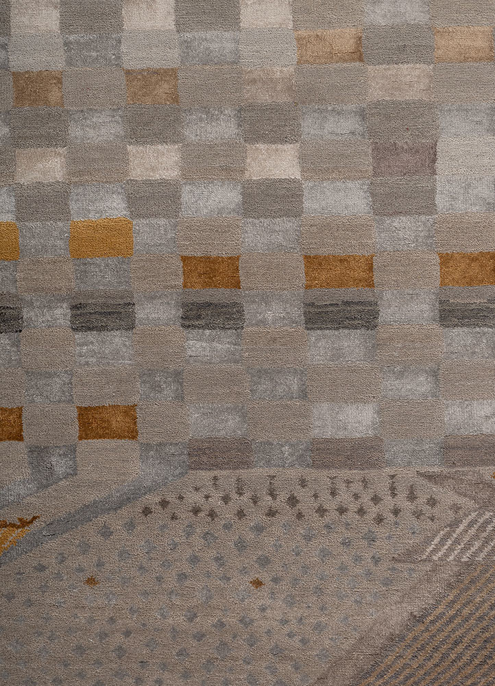 manchaha grey and black wool and bamboo silk hand knotted Rug - CloseUp manchaha grey and black wool and bamboo silk hand knotted Rug - CloseUp
