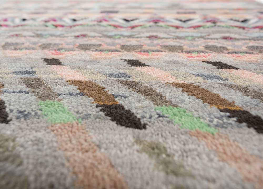 manchaha grey and black wool and bamboo silk hand knotted Rug - CloseUp manchaha grey and black wool and bamboo silk hand knotted Rug - CloseUp