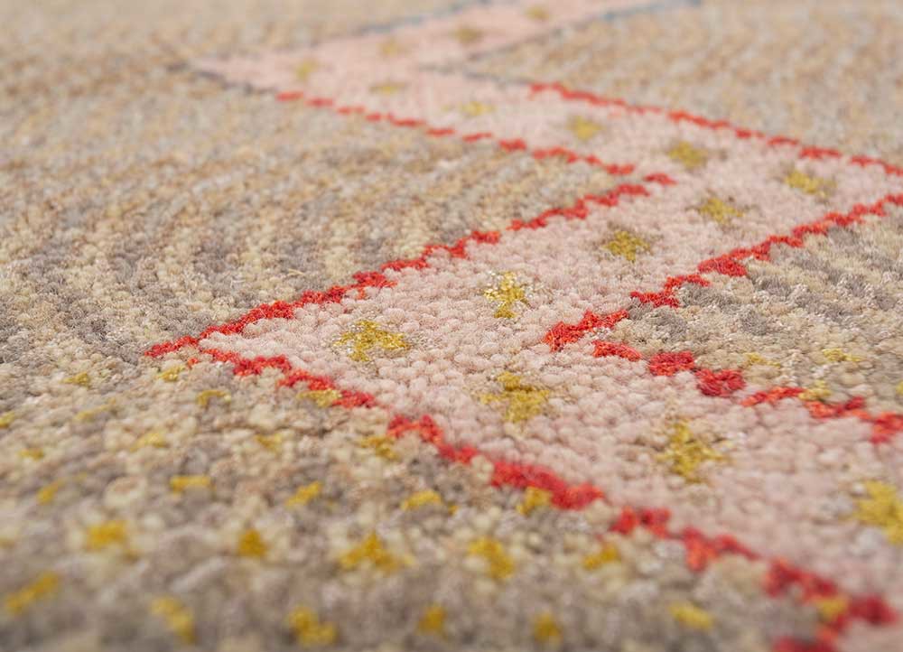 manchaha beige and brown wool and bamboo silk hand knotted Rug - CloseUp manchaha beige and brown wool and bamboo silk hand knotted Rug - CloseUp