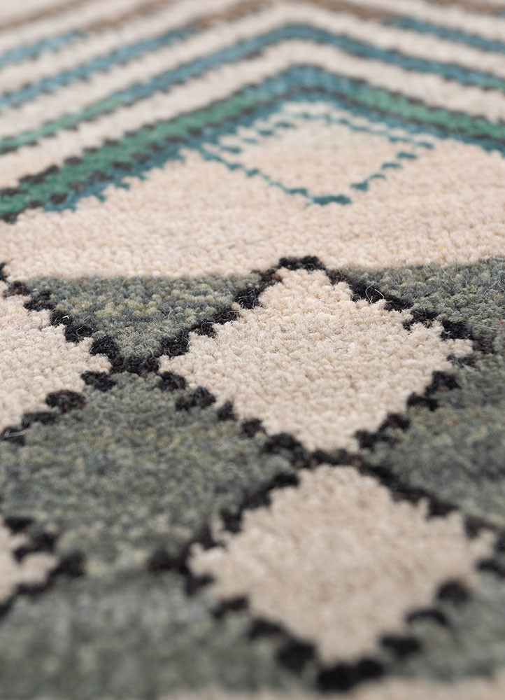 manchaha blue wool and bamboo silk hand knotted Rug - CloseUp