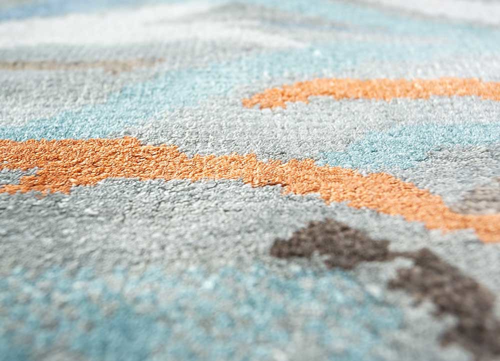 manchaha blue bamboo silk hand knotted Rug - CloseUp manchaha blue bamboo silk hand knotted Rug - CloseUp