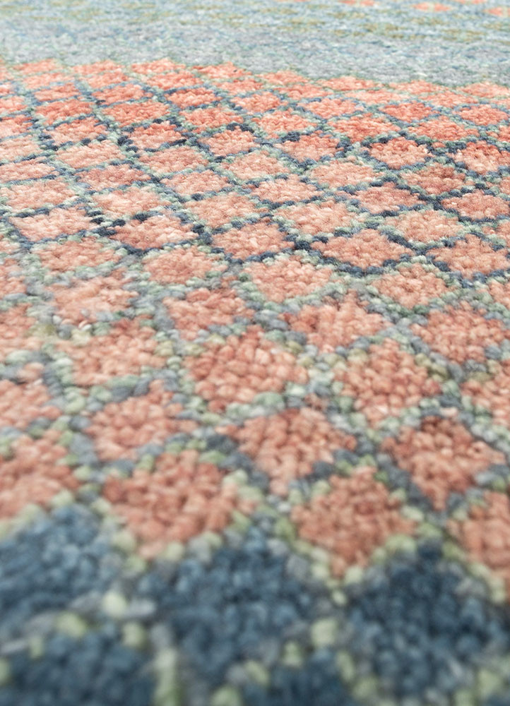 manchaha blue wool hand knotted Rug - CloseUp manchaha blue wool hand knotted Rug - CloseUp