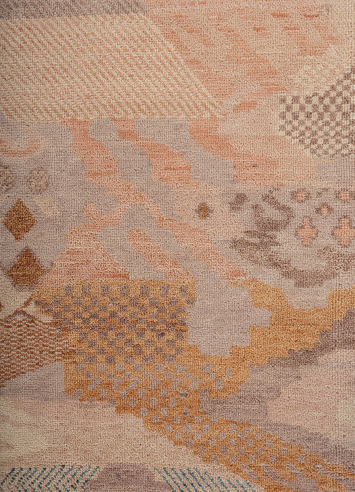 manchaha red and orange wool hand knotted Rug - CloseUp manchaha red and orange wool hand knotted Rug - CloseUp