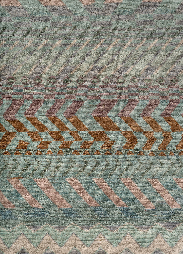 manchaha blue wool hand knotted Rug - CloseUp manchaha blue wool hand knotted Rug - CloseUp
