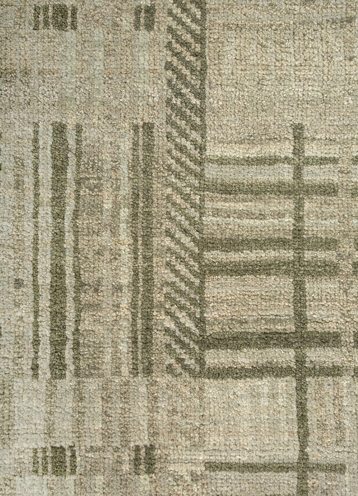 unstring by kavi green wool hand knotted Rug - CloseUp