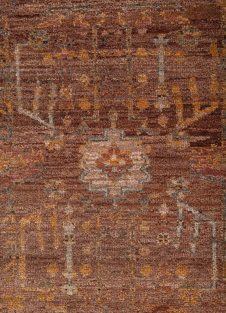 aprezo red and orange wool hand knotted Rug - CloseUp aprezo red and orange wool hand knotted Rug - CloseUp