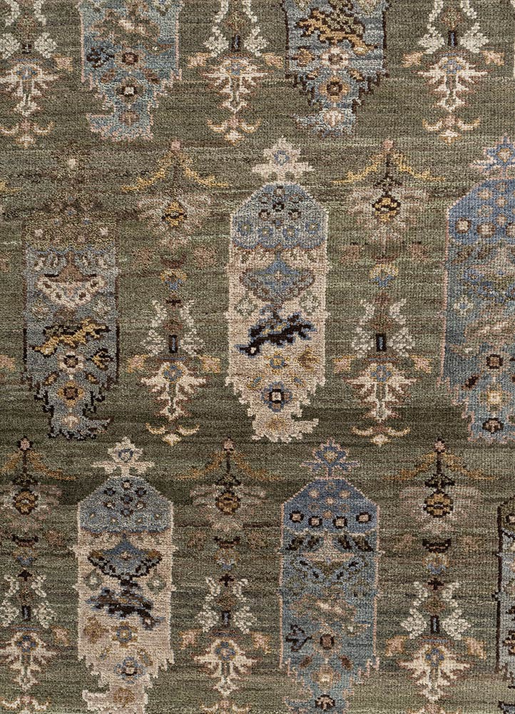 aprezo green wool hand knotted Rug - CloseUp aprezo green wool hand knotted Rug - CloseUp