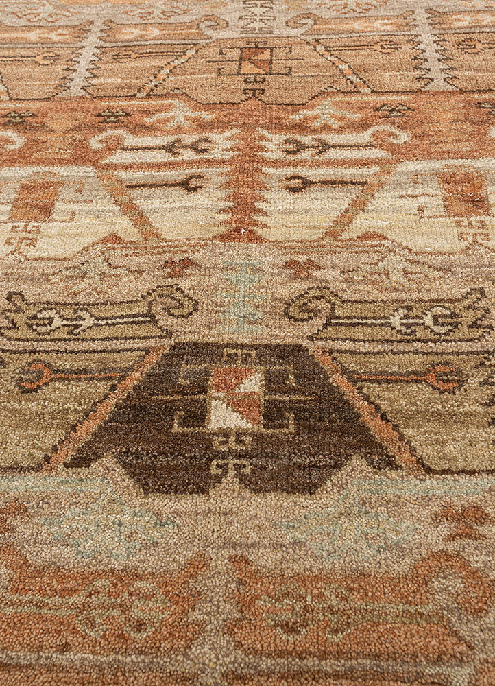 erbe beige and brown wool hand knotted Rug - CloseUp erbe beige and brown wool hand knotted Rug - CloseUp