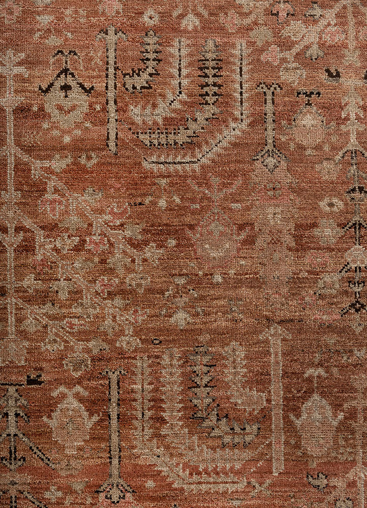 erbe red and orange wool hand knotted Rug - CloseUp erbe red and orange wool hand knotted Rug - CloseUp
