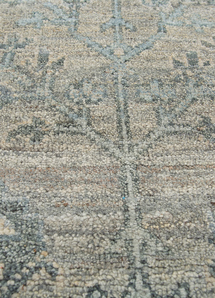 erbe blue afghan wool hand knotted Rug - CloseUp erbe blue afghan wool hand knotted Rug - CloseUp