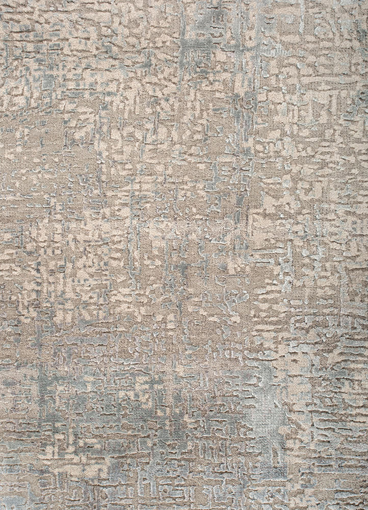 entropy ivory wool and bamboo silk hand knotted Rug - CloseUp