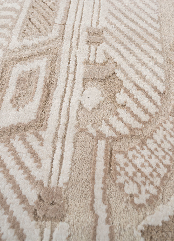 khidki ivory wool and bamboo silk hand knotted Rug - CloseUp khidki ivory wool and bamboo silk hand knotted Rug - CloseUp