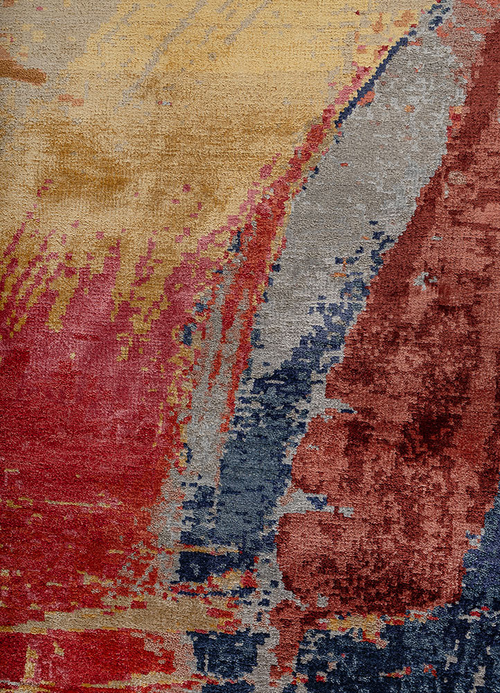 uvenuti blue wool and bamboo silk hand knotted Rug - CloseUp
