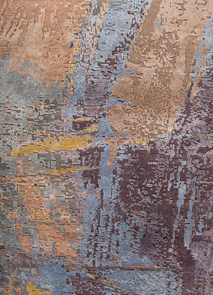 uvenuti pink and purple wool and bamboo silk hand knotted Rug - CloseUp