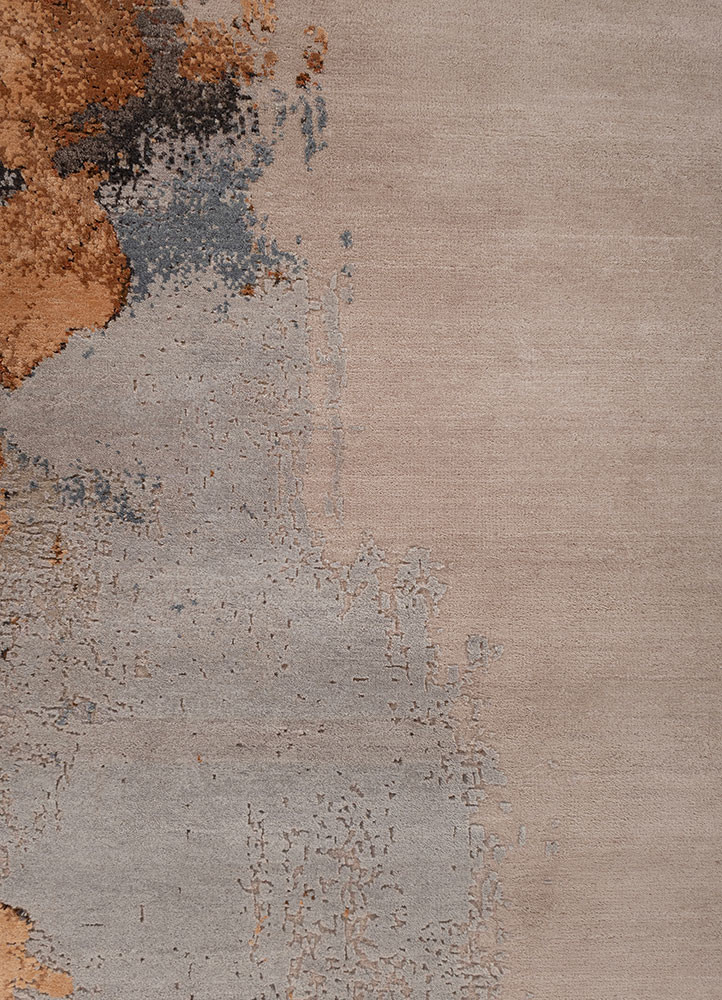 entropy pink and purple wool and bamboo silk hand knotted Rug - CloseUp