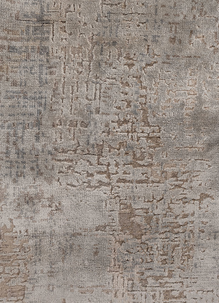 entropy grey and black wool and bamboo silk hand knotted Rug - CloseUp