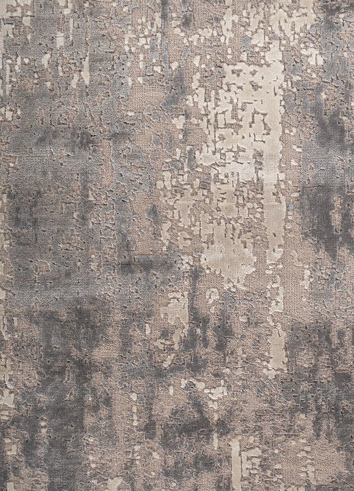 uvenuti grey and black wool and bamboo silk hand knotted Rug - CloseUp uvenuti grey and black wool and bamboo silk hand knotted Rug - CloseUp
