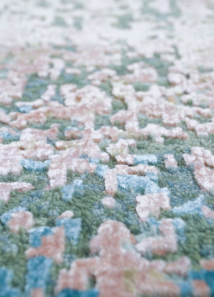 entropy red and orange wool and bamboo silk hand knotted Rug - CloseUp entropy red and orange wool and bamboo silk hand knotted Rug - CloseUp