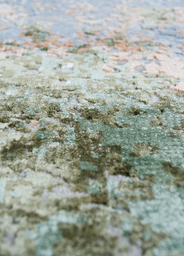entropy ivory wool and bamboo silk hand knotted Rug - CloseUp