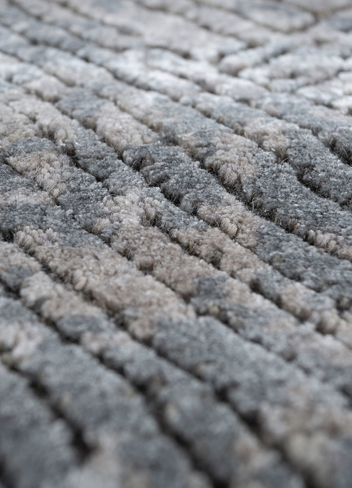 entropy grey and black wool and bamboo silk hand knotted Rug - CloseUp entropy grey and black wool and bamboo silk hand knotted Rug - CloseUp
