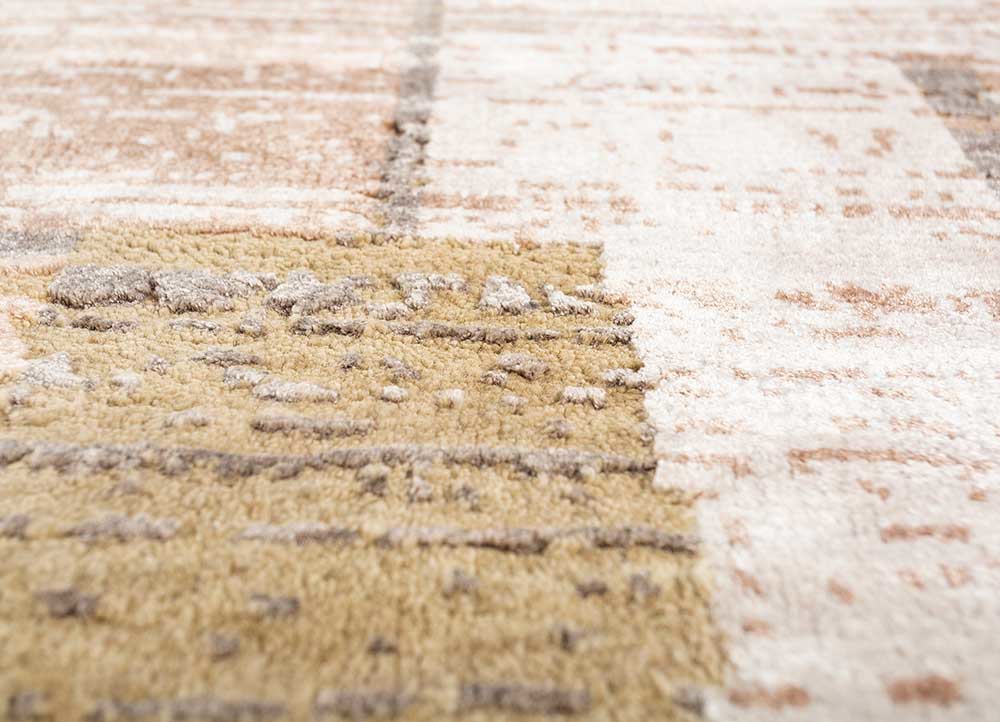 blythe beige and brown wool and bamboo silk hand knotted Rug - CloseUp