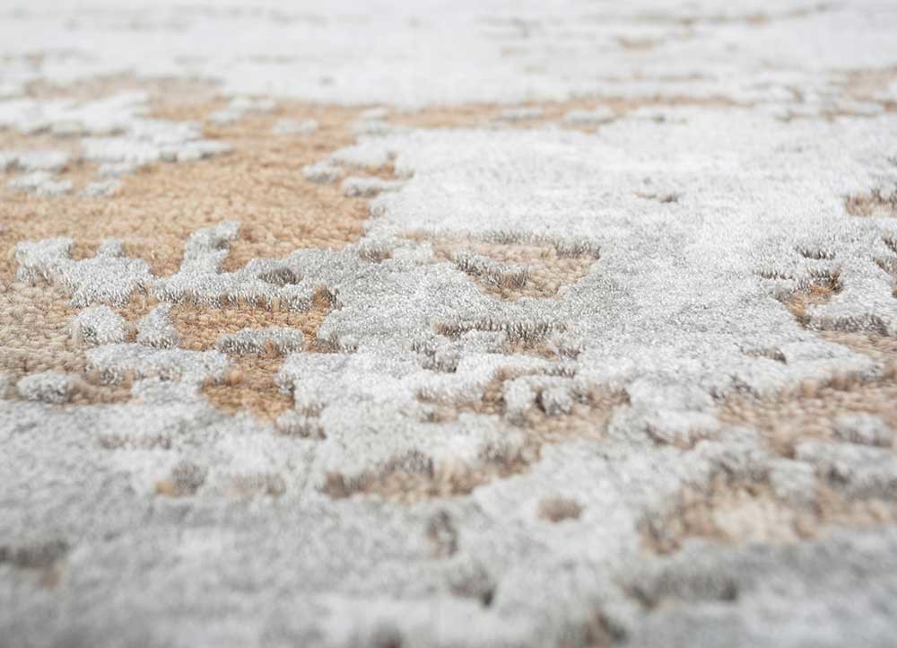 entropy ivory wool and bamboo silk hand knotted Rug - CloseUp